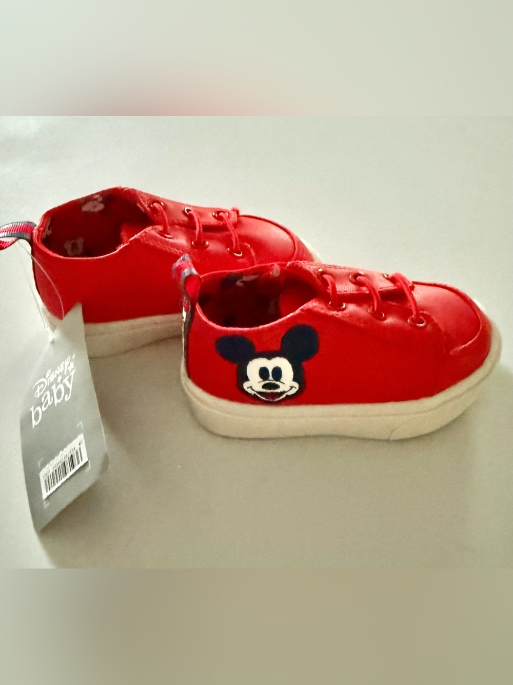 Disney Baby Mickey Mouse Red Toddler Sneakers NWT Size 12-18M Slip-On Shoes